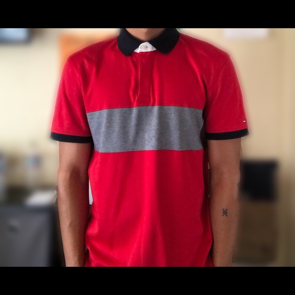 Red Tommy Hilfiger Polo Shirt